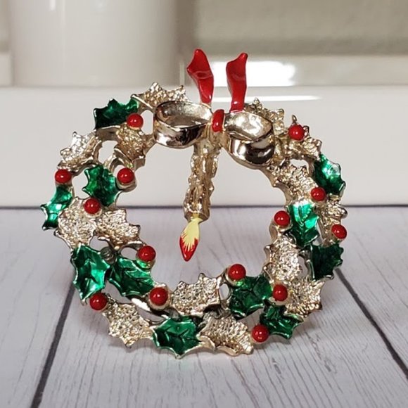 80s Gerry/'s Christmas Wreath Brooch